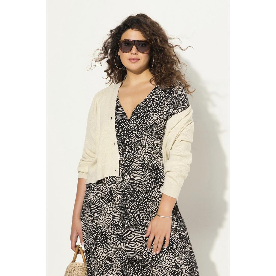 Ulla Popken Cardigan Abbottonatura Scollo a V Maniche Lunghe  