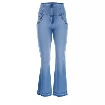 Jeans push up WR.UP® 7/8 fondo flare effetto scucito