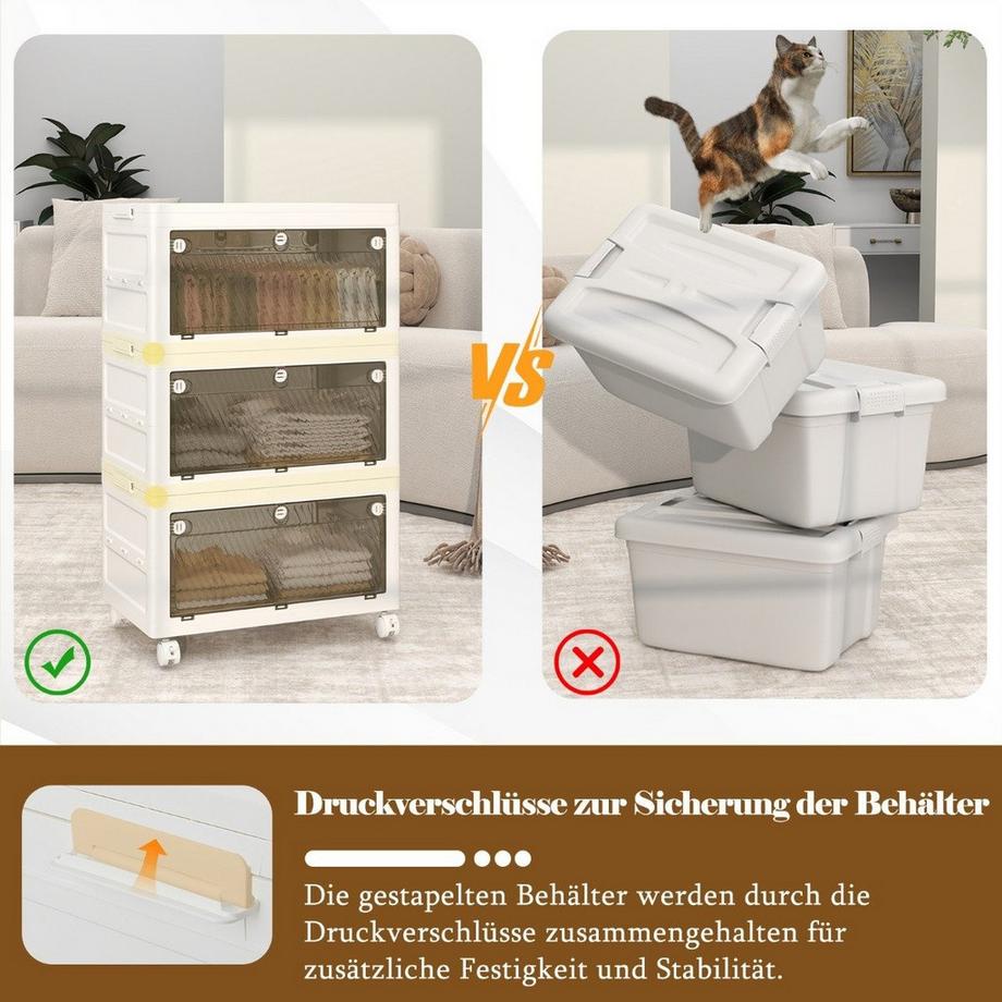 Northix Faltbare Aufbewahrungsbox mit Rädern  