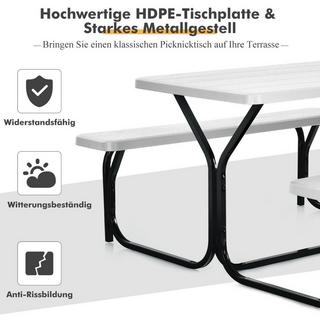 Northio Set tenda da birra, tavolo da picnic e 2 panche con struttura in metallo bianco  