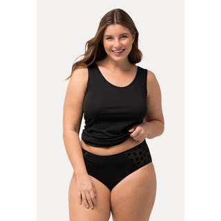 Ulla Popken  Maillot de corps col rond, empiècement en mesh avec petites bouches floquées 