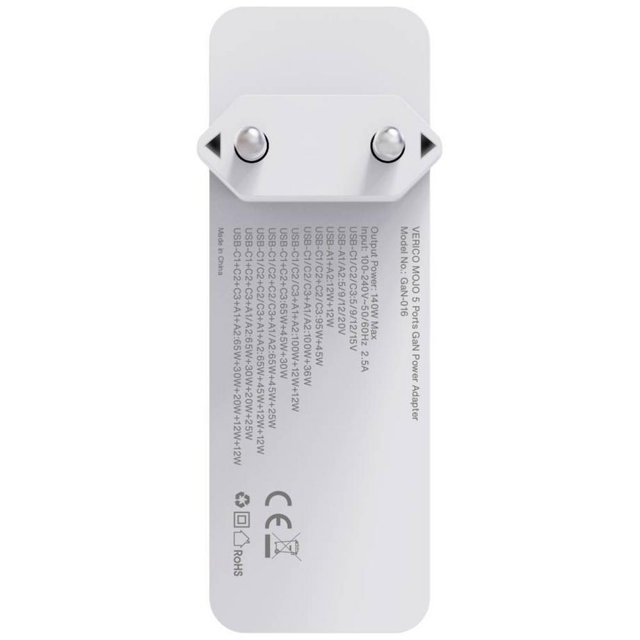 Verico  Mojo 140W GaN 5-Port Ladegerät PD 3.0 