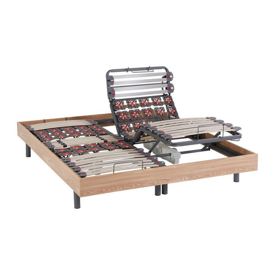 NATUREA Lit électrique relaxation lattes plots matelas mémoire de forme bambou DAMYSOS de NATUREA moteurs OKIN 2 Chêne  