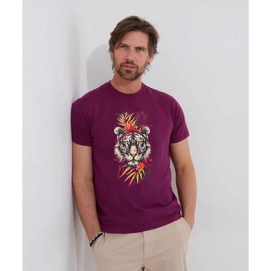 T-Shirt Tigre Tropical Manches Courtes