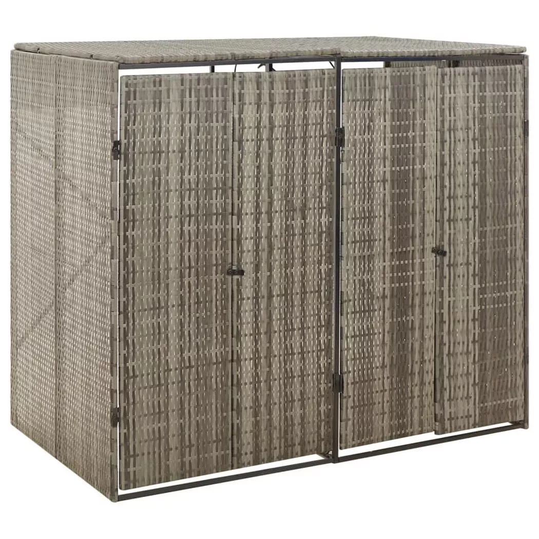 vidaXL Mülltonnenbox für 2 Tonnen Grau 140x80x117 cm Poly Rattan