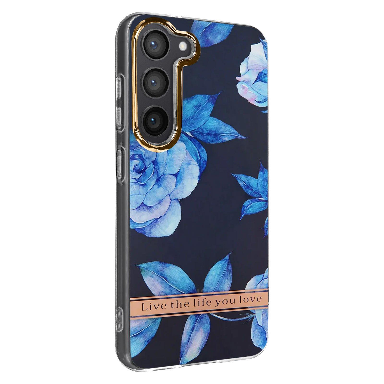 Avizar  Coque Samsung S23 Motif Fleurs Bleues 