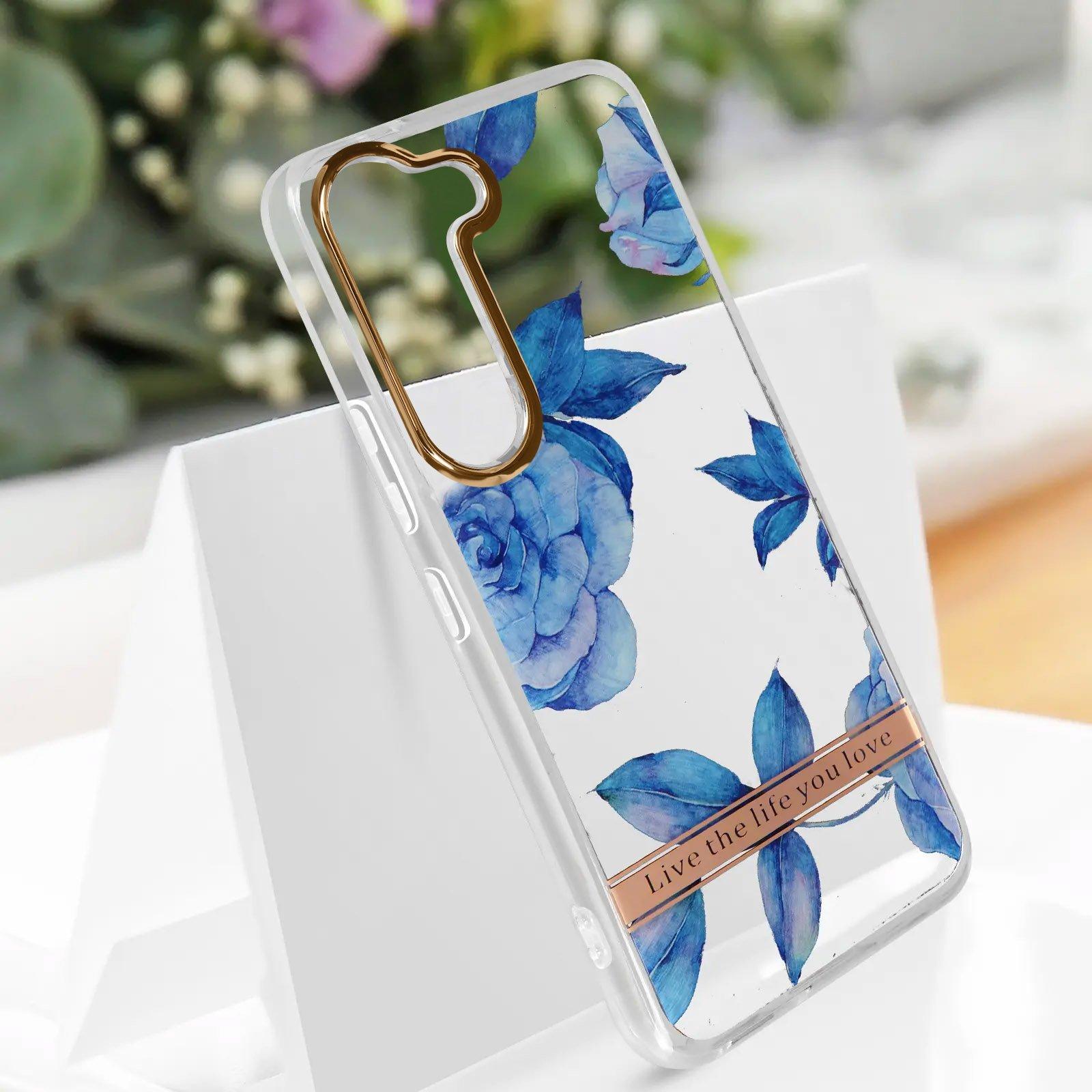 Avizar  Coque Samsung S23 Motif Fleurs Bleues 