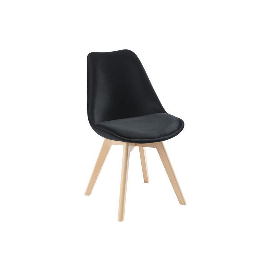 Vente-unique Lot de 2 chaises en velours et hêtre - Noir - JODY  