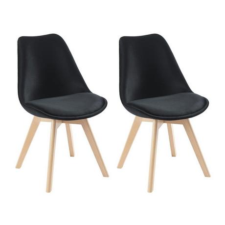 Vente-unique Lot de 2 chaises en velours et hêtre - Noir - JODY  