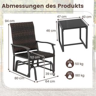 Northio 3 pezzi Set di mobili da balcone in rattan Set da balcone con 2 sedie e tavolo Mobili da giardino con seduta imbottita  