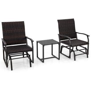 Northio 3 pezzi Set di mobili da balcone in rattan Set da balcone con 2 sedie e tavolo Mobili da giardino con seduta imbottita  