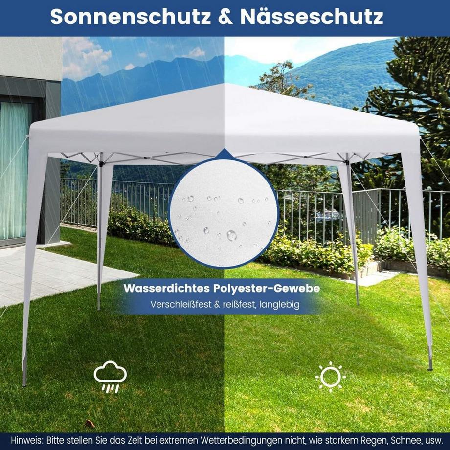 Northix 3 x 3 m Pop-Up Pavillon Strandzelt für den Außenbereich Weiß  