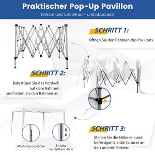 Northix 3 x 3 m Pop-Up Pavillon Strandzelt für den Außenbereich Weiß  