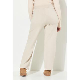 Ulla Popken  Pantalon en maille fine et indéformable, jambe large, taille élastique 