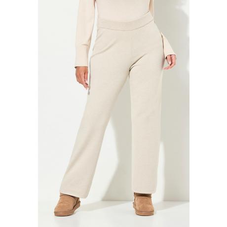 Ulla Popken  Pantalon en maille fine et indéformable, jambe large, taille élastique 