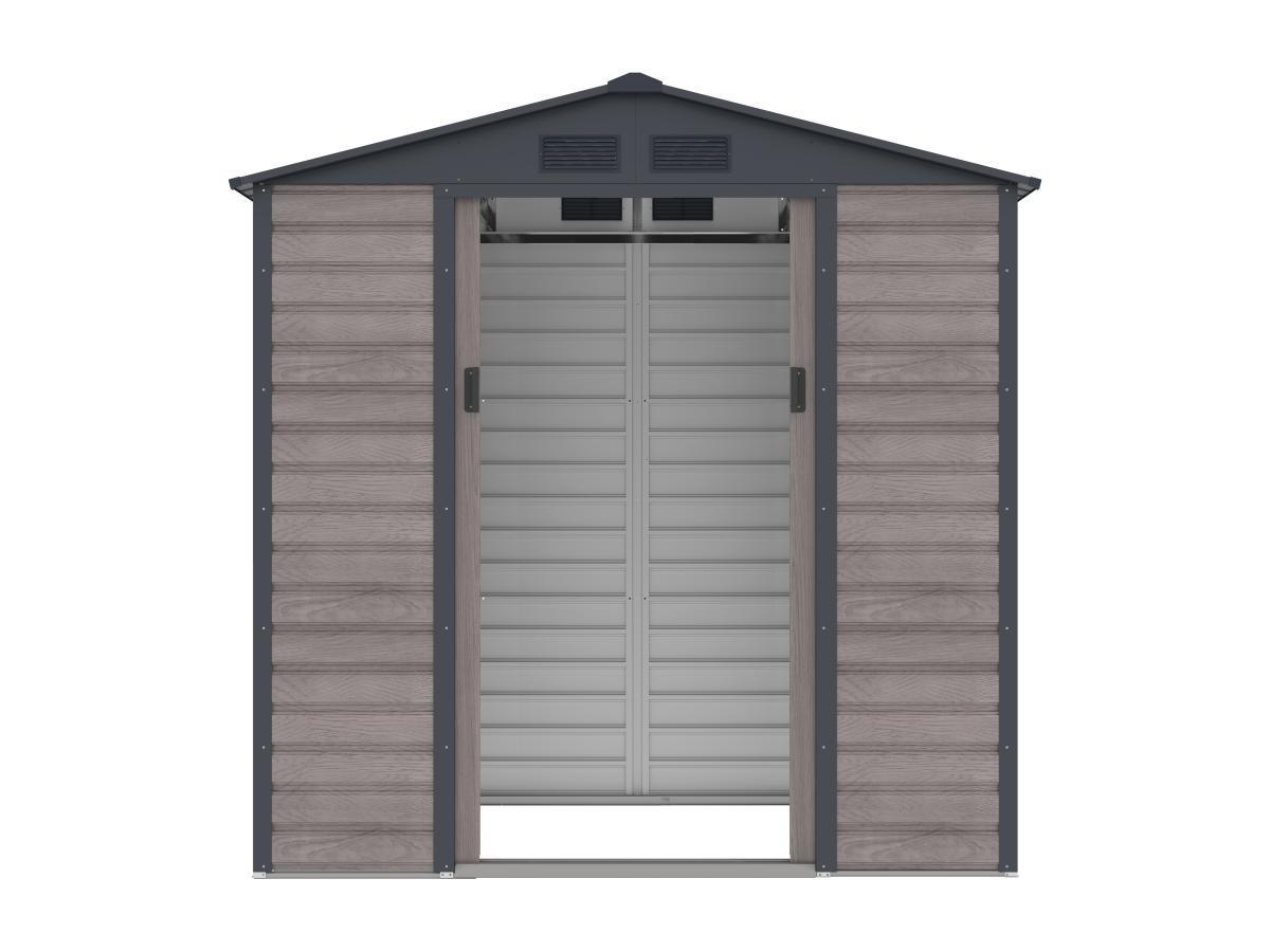 Vente-unique Casetta da giardino 2,79 m² Metallo in Acciaio galvanizzato effetto Legno Grigio - ADELMO  