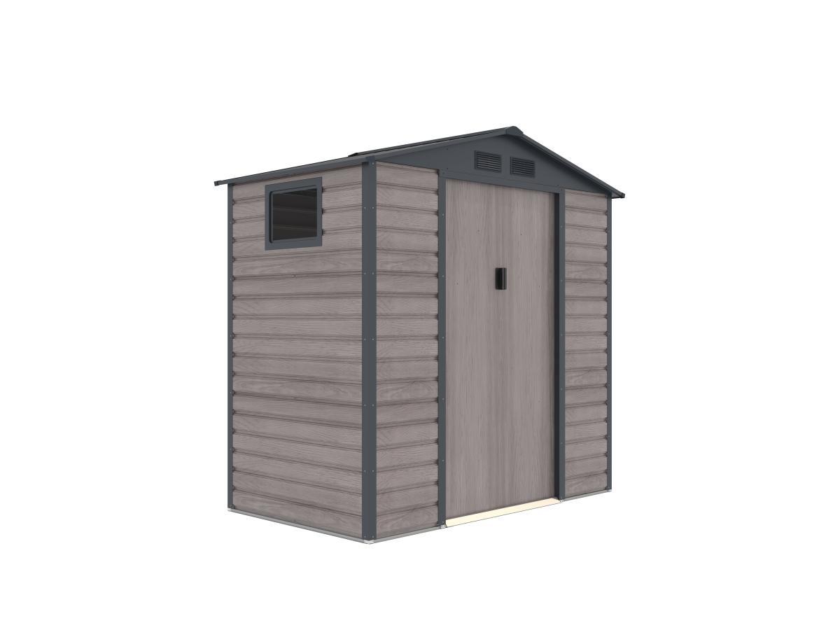 Vente-unique Casetta da giardino 2,79 m² Metallo in Acciaio galvanizzato effetto Legno Grigio - ADELMO  