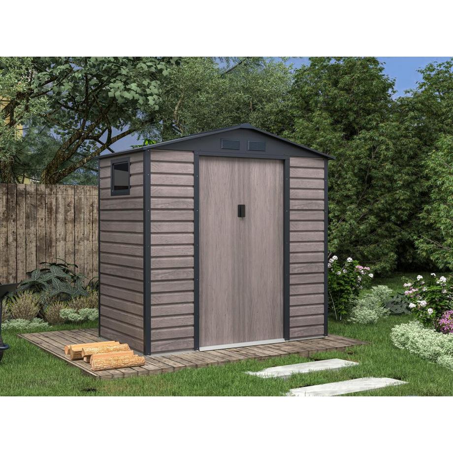 Vente-unique Gartenhaus Gerätehaus - 2,79 m² - Stahl - Holz-Optik - ADELMO  