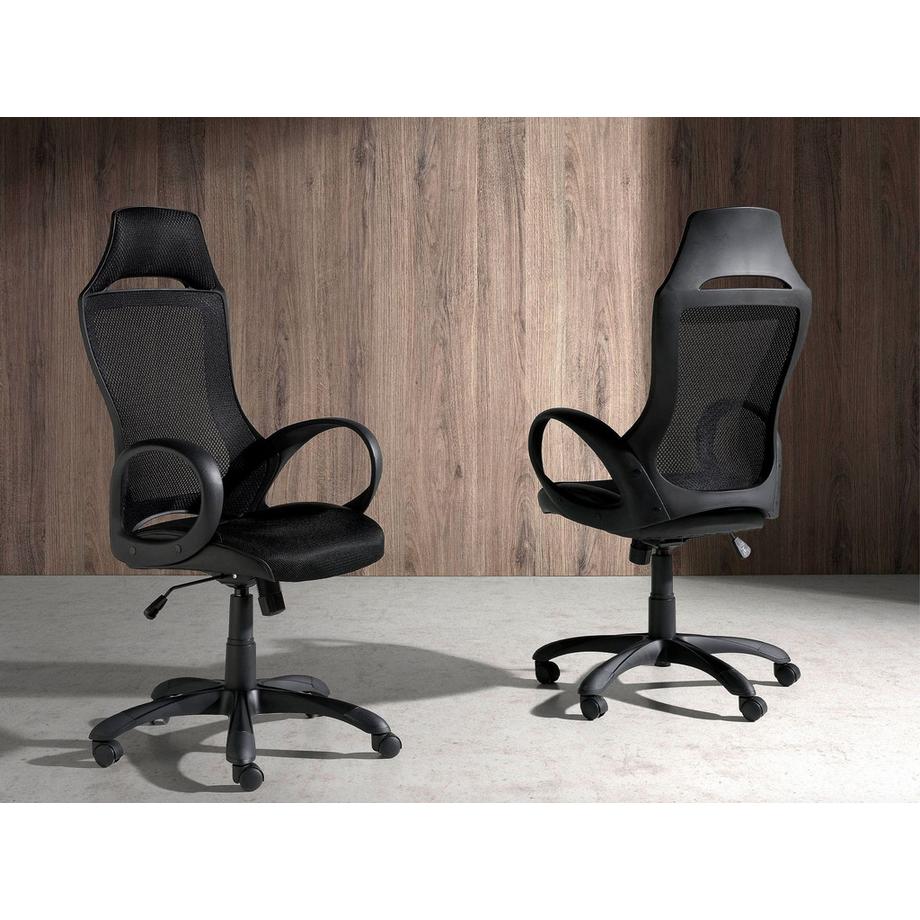 ANGEL CERDA Sedia girevole da ufficio in tessuto nero  