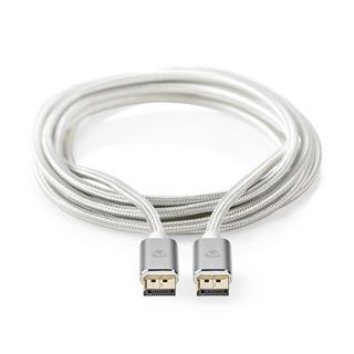 Nedis  Câble Displayport | DisplayPort Mâle | DisplayPort Mâle | 8K@60Hz | Plaqué or | 2.00 m | Rond | Tressé | Argent | Boîte avec fenêtre couverte 