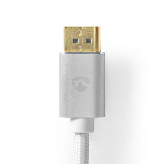 Nedis  Câble Displayport | DisplayPort Mâle | DisplayPort Mâle | 8K@60Hz | Plaqué or | 2.00 m | Rond | Tressé | Argent | Boîte avec fenêtre couverte 