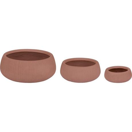 mutoni Vaso per piante Argilla scanalata profonda (set di 3)  