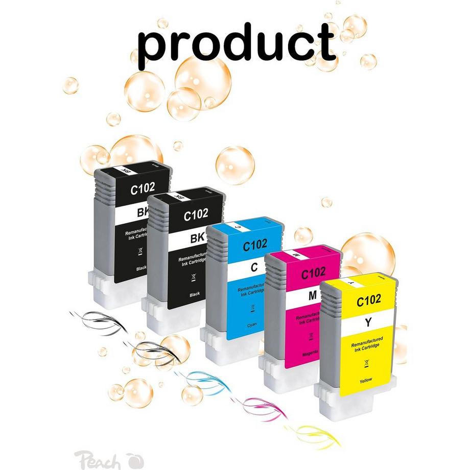 Peach  Tinte Canon PFI-102 BK, MBK, C, M, Y 