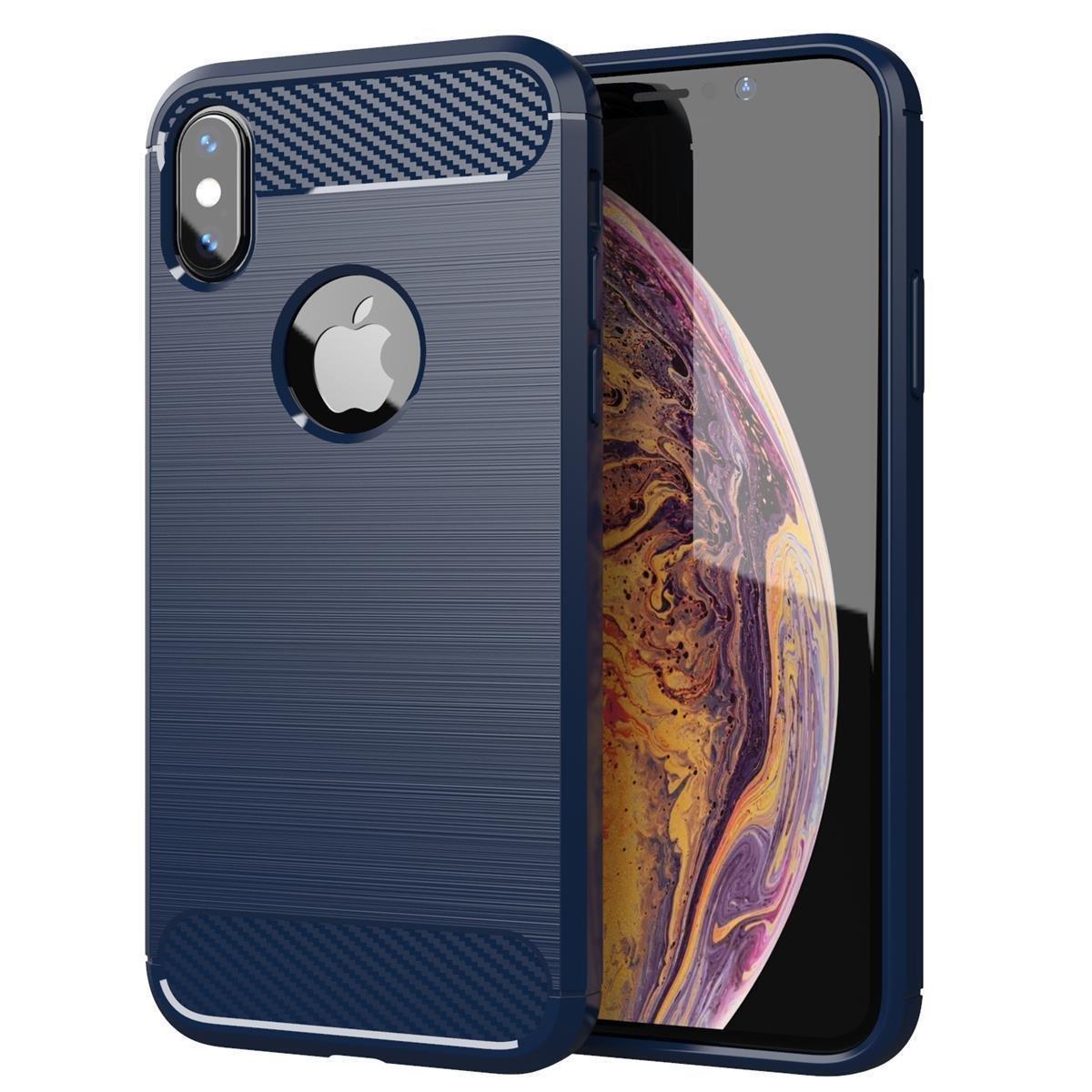 Cadorabo  Housse compatible avec Apple iPhone X / XS - Coque de protection en silicone TPU flexible, aspect inox et fibre de carbone 