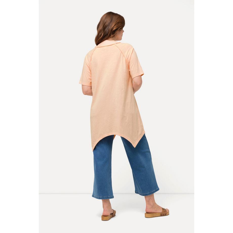 Ulla Popken T-shirt Orlo a Punte Scollo a V Mezze Maniche Cotone Biologico  