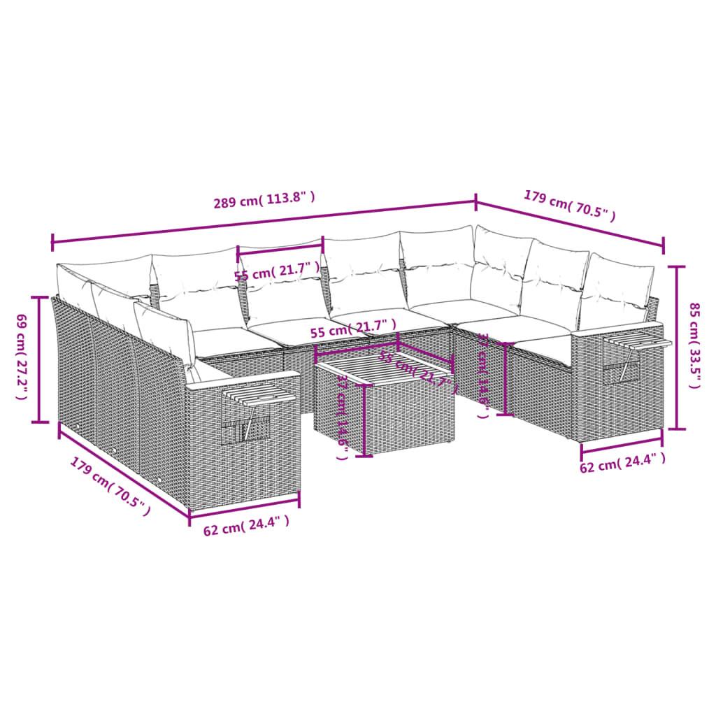 VidaXL set divano da giardino Polirattan  