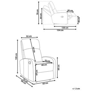 Beliani Fauteuil inclinable en Cuir PU Traditionnel VIRRAT  