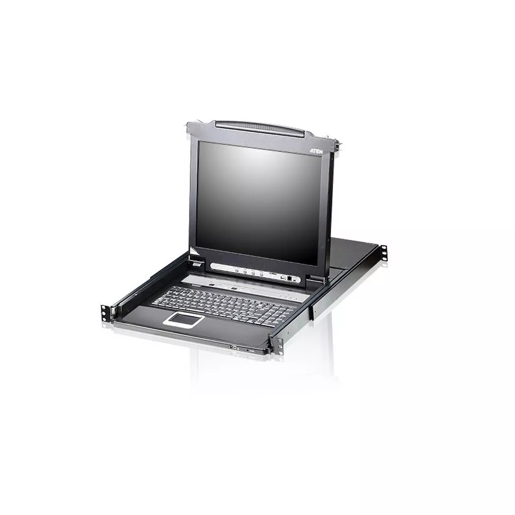 ATEN -  8-Port PS/2-USB VGA Single Rail LCD KVM Switch, Schwarz