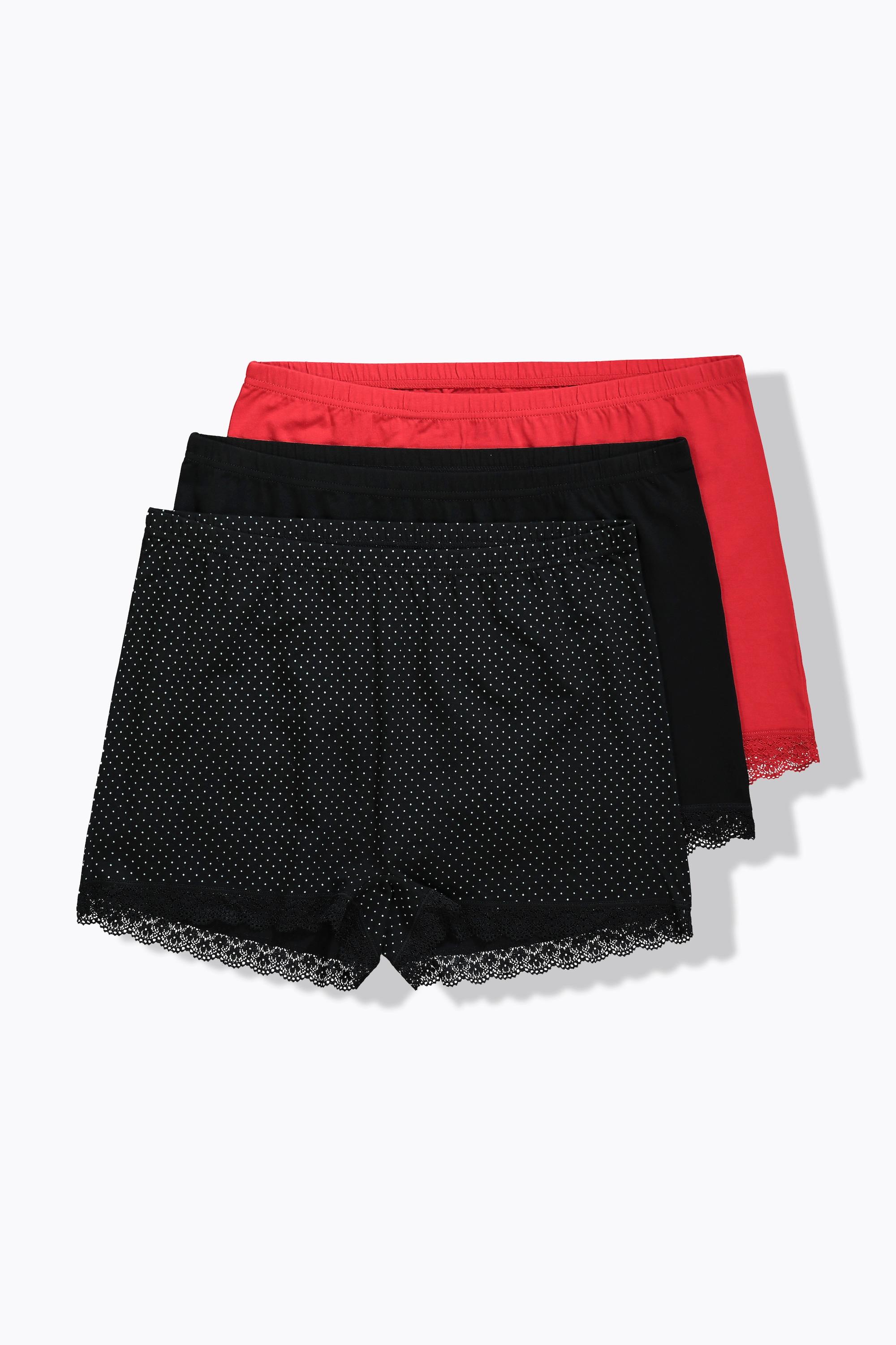 Ulla Popken  Pantys, 3er-Pack, Spitze, Punkte 