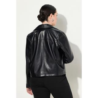 Ulla Popken Giacca Oversize Similpelle Collo Camicia Cerniera Doppio Cursore  