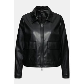 Ulla Popken Oversized Lederoptik Jacke Hemdkragen Zwei Wege Zipper  