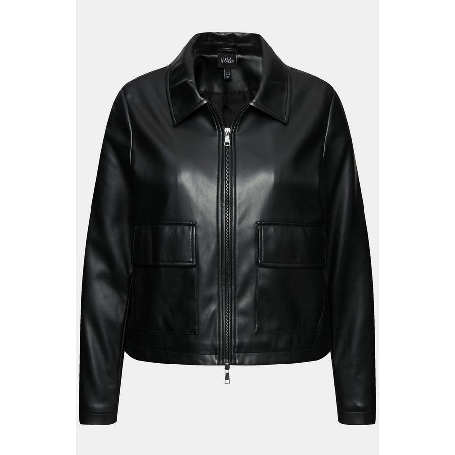 Ulla Popken Veste Oversize Simili Cuir Col Chemise Fermeture Éclair Double Sens  