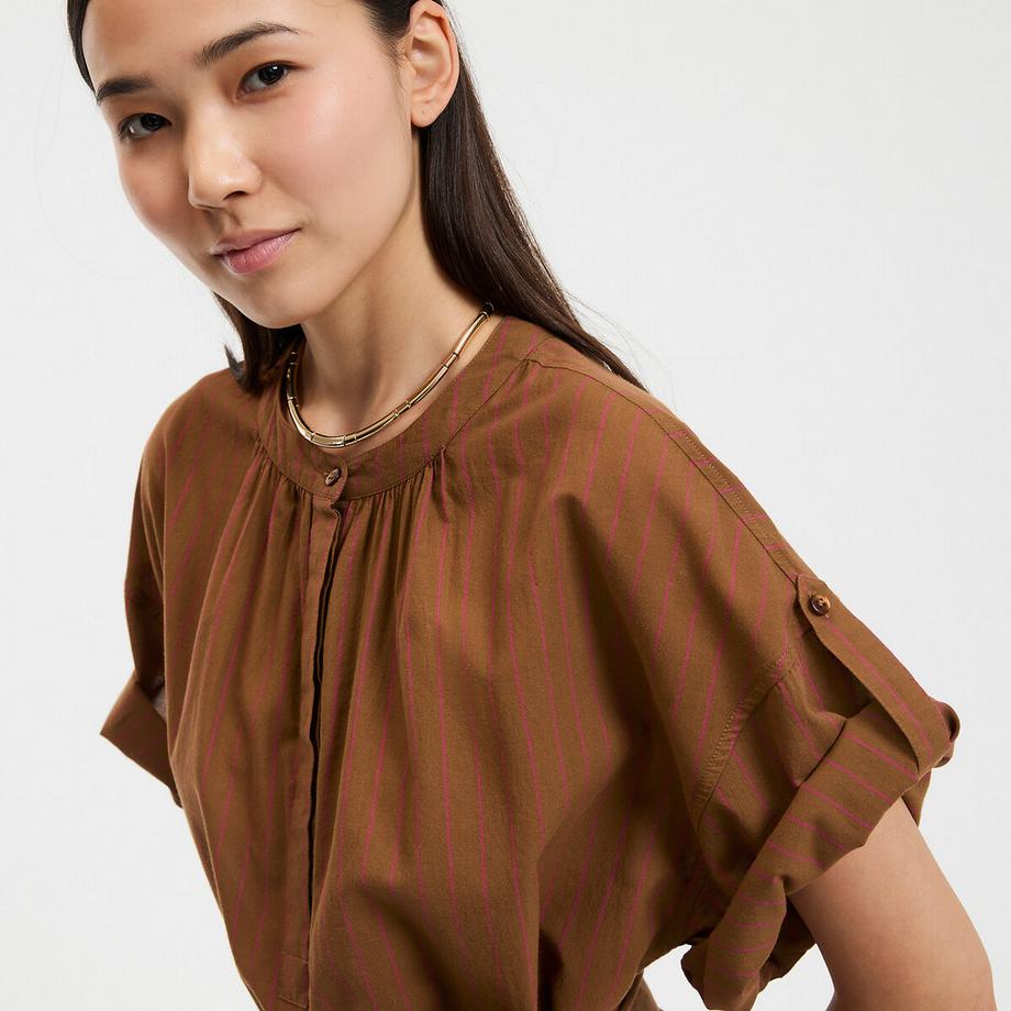 La Redoute Collections Robe longue rayée Col rond Manches 3/4  