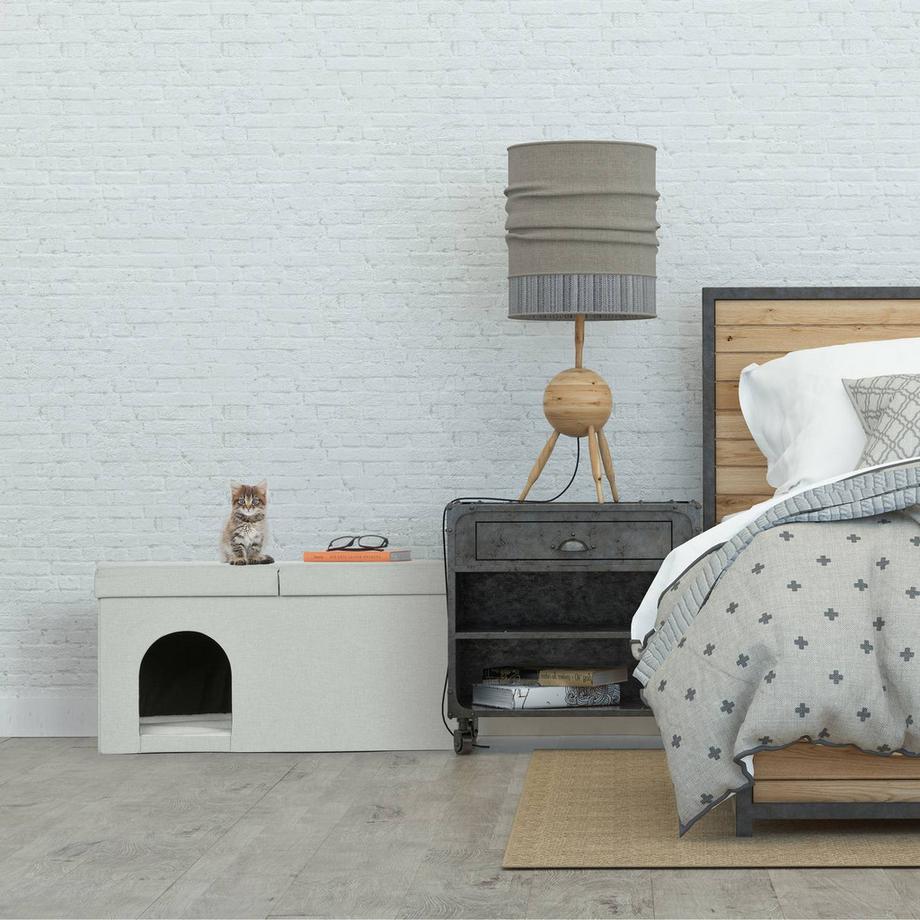 B2X  Katzenversteck in Beige mit Deckel 