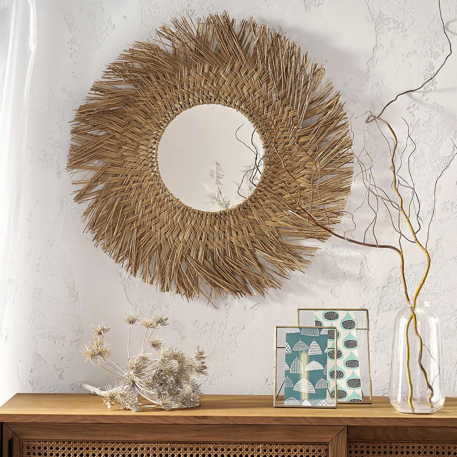La Redoute Intérieurs Miroir rond forme soleil en herbier Ø70 cm  