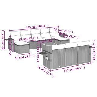 VidaXL set divano da giardino Polirattan  