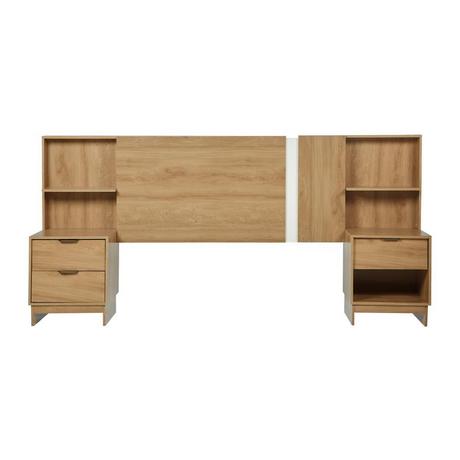 Vente-unique Ausziehbares Bett-Kopfteil mit Nachttischen - 140/160 cm - Holzfarben - NOVOLI  