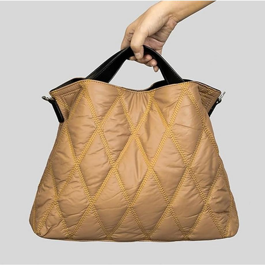 Only-bags.store Trendy Puffer gesteppte Tote Bag Rhombus Nylon Umhängetasche  