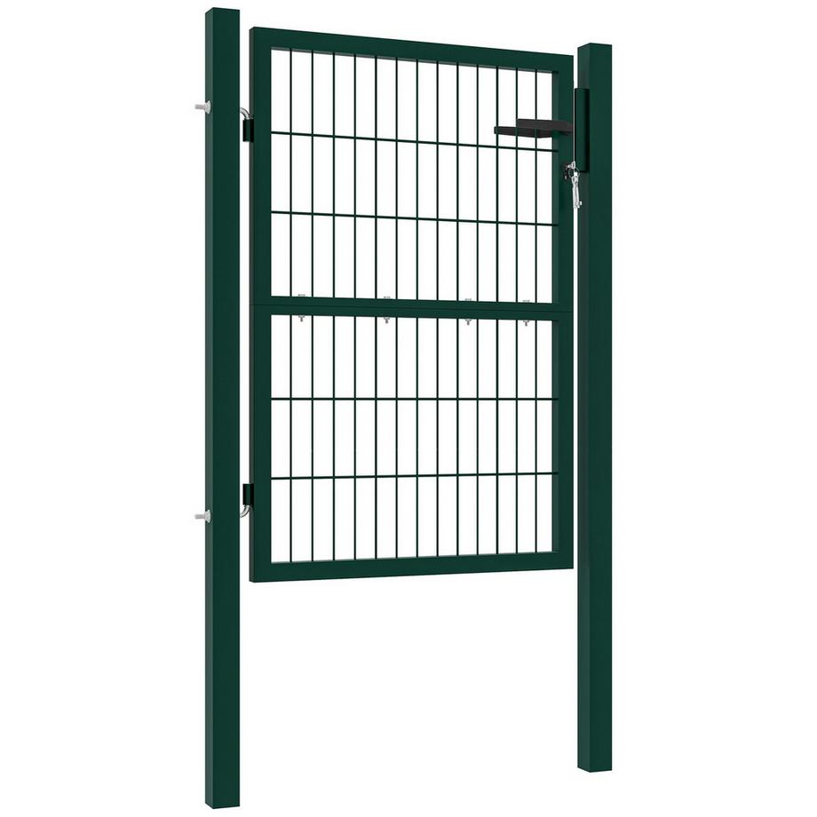 Northio  Portail de jardin en acier, porte de jardin avec poignée, serrure, 3 clés, verrouillable, portail de clôture, 97 x 170 cm, portail de cour, portail de jardin, portail pour clôture en treillis métallique, porte de clôture pour clôture de délimitation, vert 