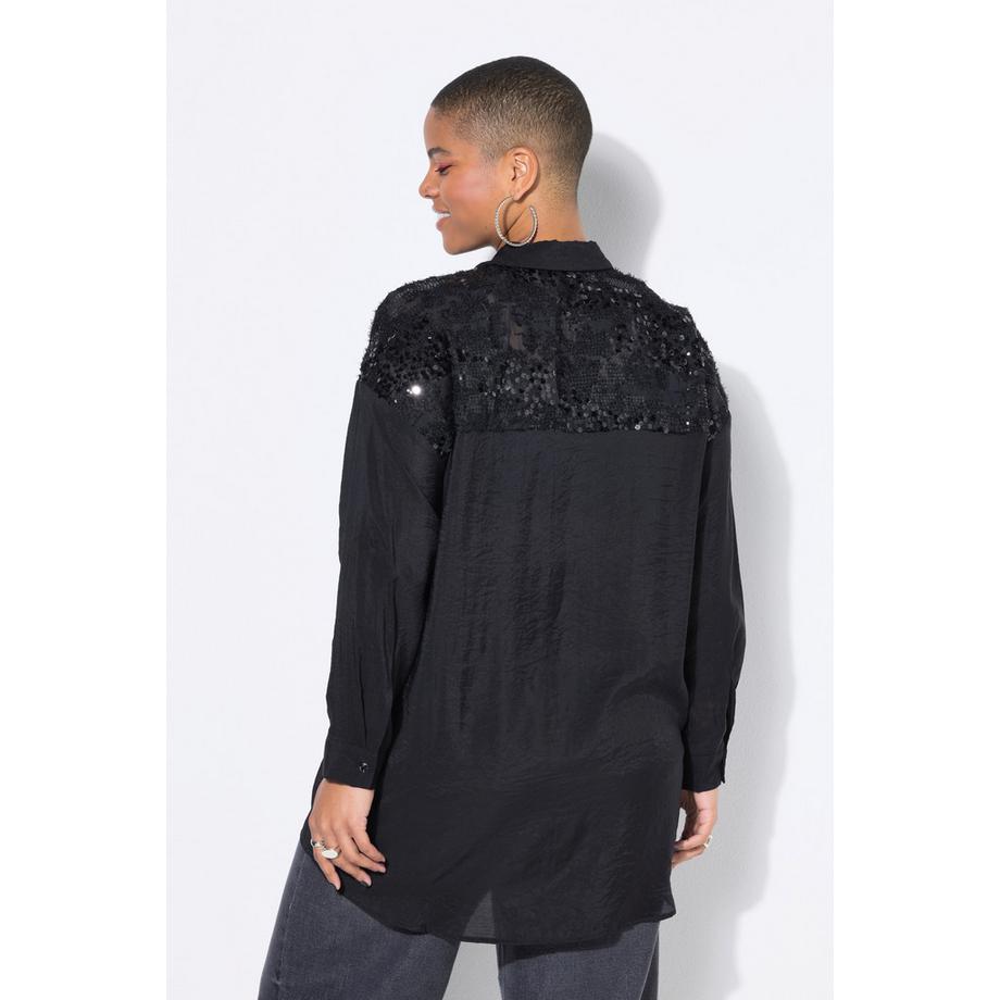 Studio Untold Blusa oversize con frange e paillettes sulle spalle  