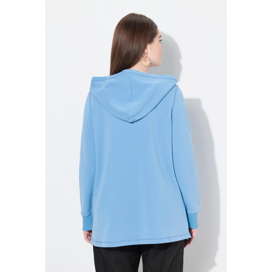 Ulla Popken Maglia con Cappuccio Inserto Collo a Sciarpa Maniche Lunghe Cotone Biologico  