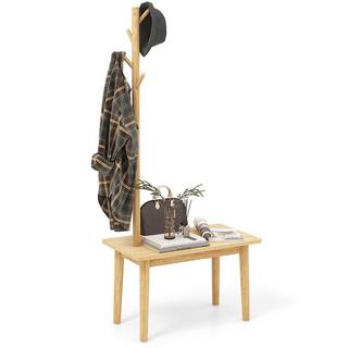 Northix 3 in 1 Beistelltisch aus Massivholz Garderobenständer mit Schuhbank 76 x 43 x 168 cm Natur  