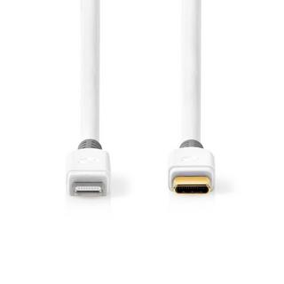 Nedis  Câble Lightning | USB 2.0 | Apple Lightning, 8 broches | USB-C™ mâle | 480 Mbps | Plaqué or | 1,00 m | Rond | PVC | Blanc | Boîte 