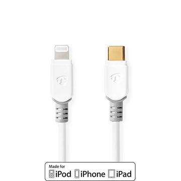 Câble Lightning | USB 2.0 | Apple Lightning, 8 broches | USB-C™ mâle | 480 Mbps | Plaqué or | 1,00 m | Rond | PVC | Blanc | Boîte