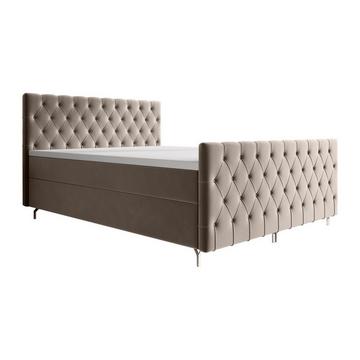 Set letto Testata trapun. + Rete doghe con vano + Materasso + Topper 180x200 Velluto Tortora - ONOGO di YSMÉE