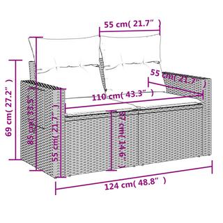 VidaXL Canapé de jardin rotin synthétique  